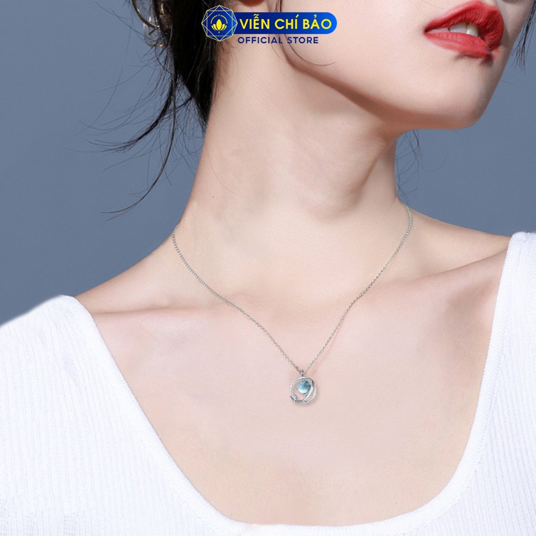 Dây chuyền bạc nữ xi bạch kim Galaxy xanh dương chất liệu bạc 925 thời trang phụ kiện trang sức nữ Viễn Chí Bảo D400119