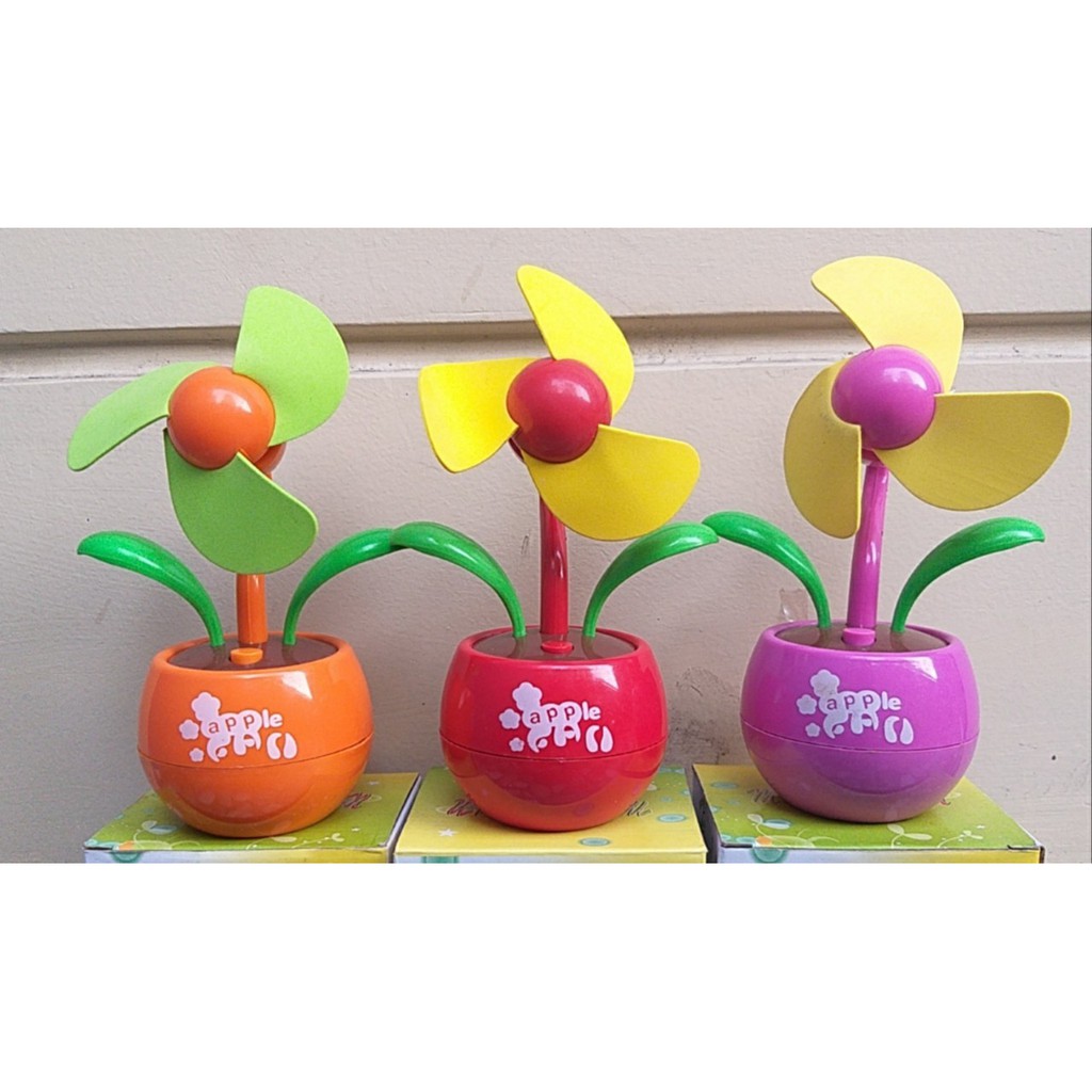 Quạt Mini Quạt Để Bàn 3 Cánh Hình Bình Hoa Dây Cắm Sạc USB Hoặc Dùng Pin An Toàn Cho Trẻ Nhỏ