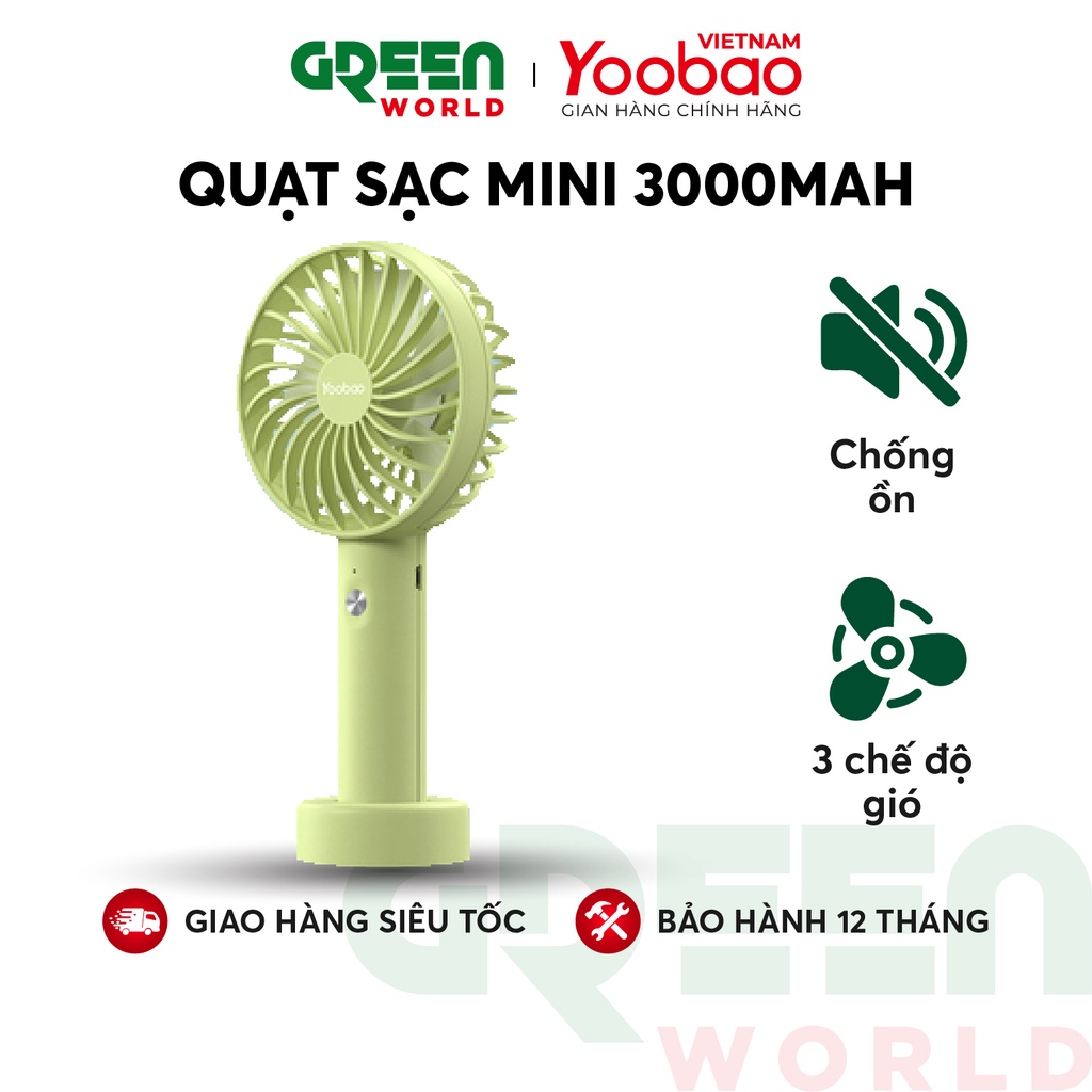 Quạt sạc mini cầm tay có thể đặt bàn YOOBAO F3S nhỏ gọn tiện lợi - Chính Hãng