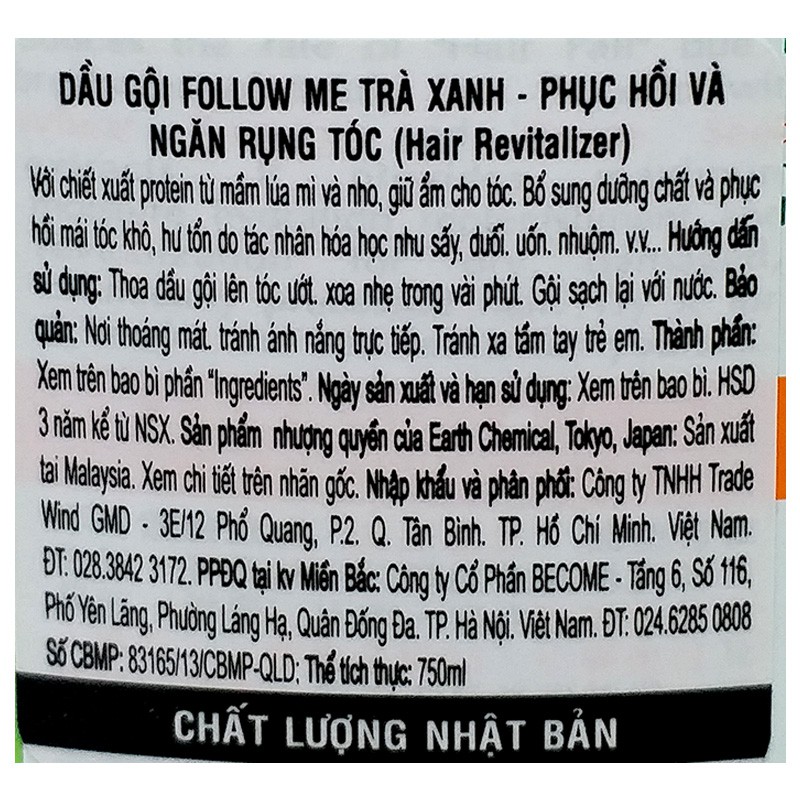 Dầu gội Follow Me Trà Xanh Thế Hệ Mới Sạch gàu 320ML TIẾT KIỆM