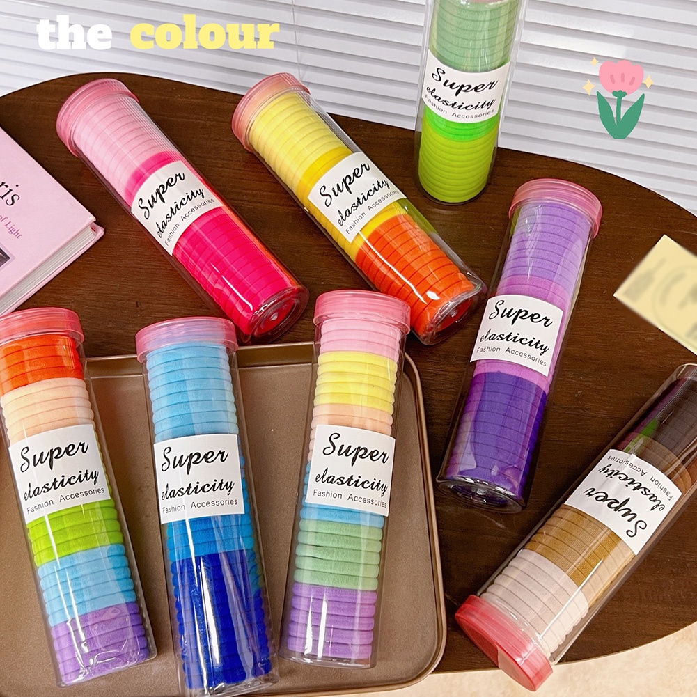 Set 30 Dây Chun Buộc Tóc Màu Sắc Kẹo Ngọt Siêu Bền Không Làm Tổn Thương Tóc