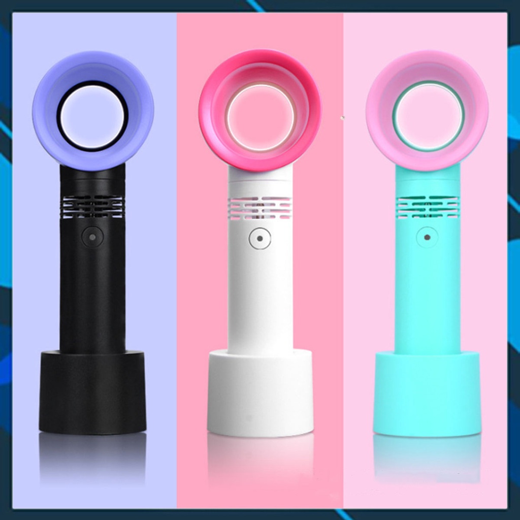 Quạt không cánh cầm tay mini sạc điện quạt mini cầm tay cute có đế để bàn pin 2000mAh