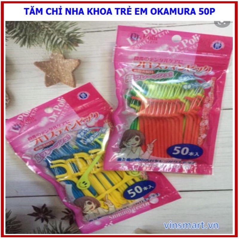 Tăm chỉ kẽ răng OKAMURA trẻ  em - BỊCH 50 CÂY