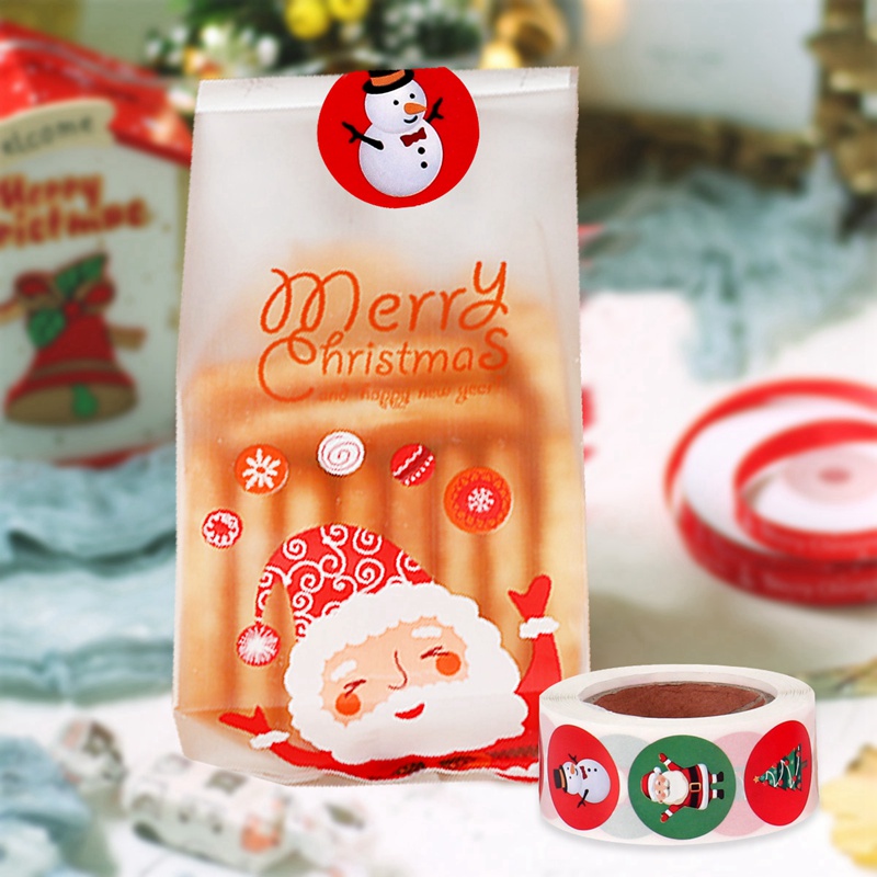 Bộ 500 Miếng Dán Trang Trí Túi Kẹo Mừng Giáng Sinh Năm Mới 2023