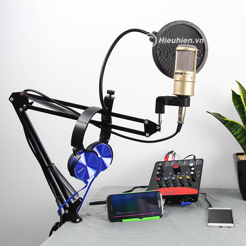 MIC THU ÂM K200 + SOUNDCARD UPOD PRO - Tặng Kèm Tai Nghe Kiểm Âm