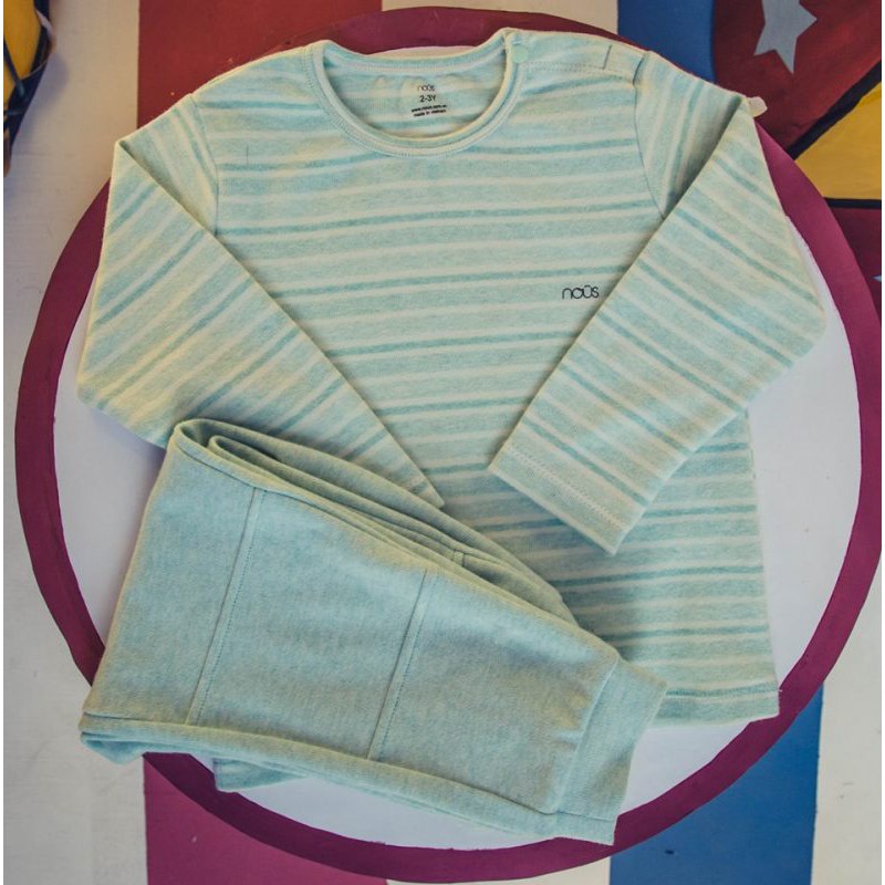 Bộ cài vai dài kẻ trơn xanh Nous