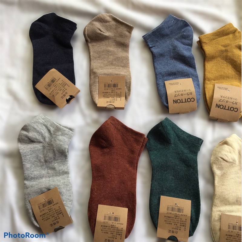 Tất cổ ngắn nam nữ 𝑭𝒓𝒆𝒆𝒔𝒉𝒊𝒑 Combo 10 đôi Tất nam nữ cổ ngắn màu muối tiêu chất cotton màu vintage