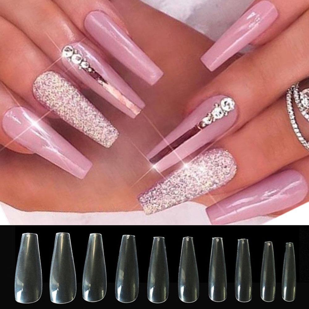 Bộ Móng Tay Giả Trong Suốt 12 Kích Cỡ Cho Salon