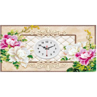 Tranh thêu đồng hồ chữ thập hoa văn ( chưa thêu)-X8174