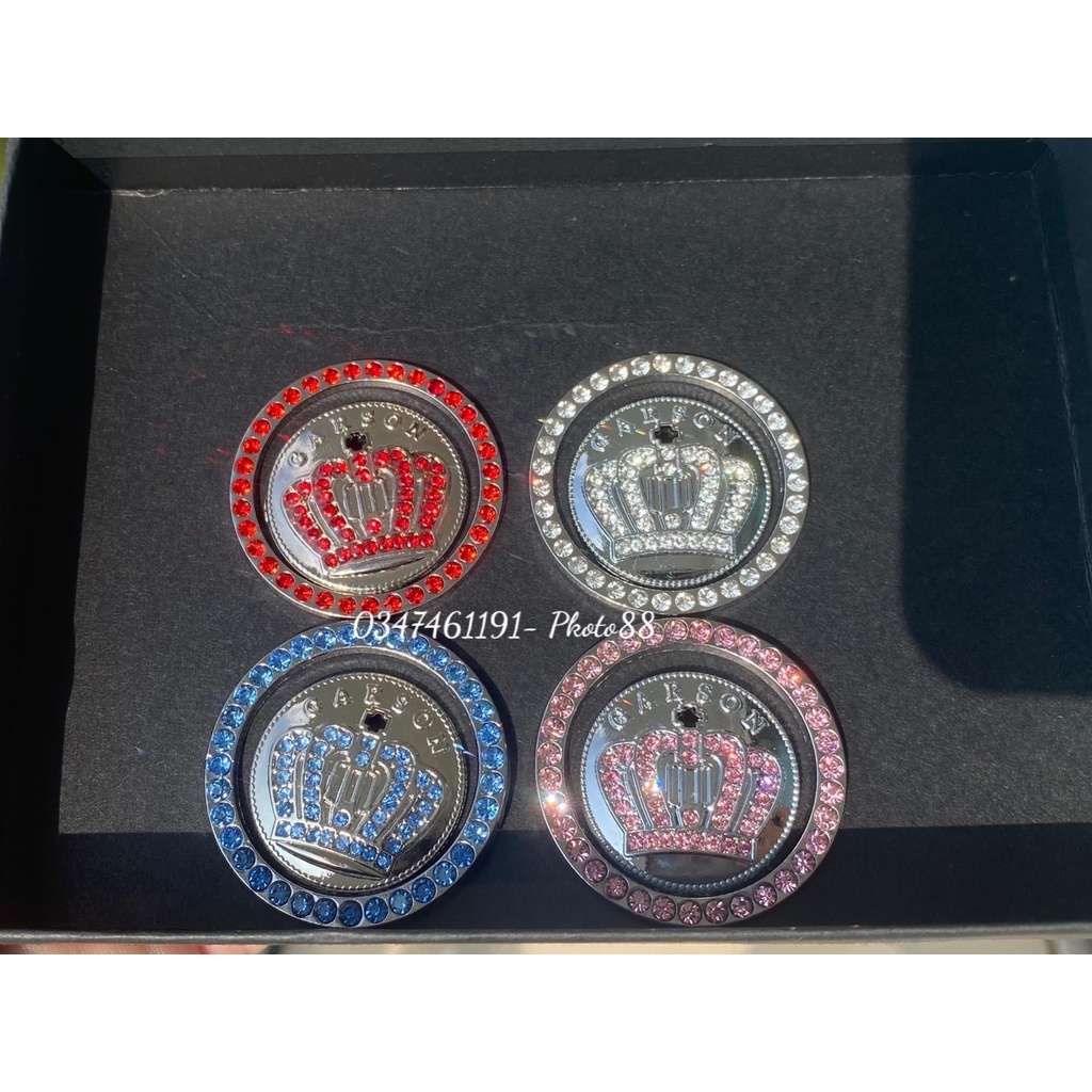 Đính đá nút khởi động xe startstop hình vương miện trang trí cho xế yêu lung linh