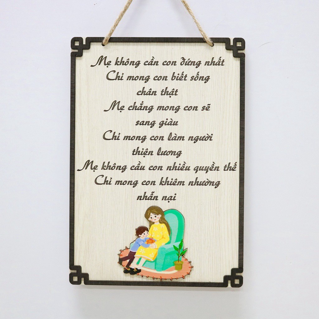 Bảng gỗ treo tường, bảng gỗ treo cửa phòng những câu nói hay, quy tắc gia đình hạnh phúc, cha mẹ, nhắc nhở, thần chú