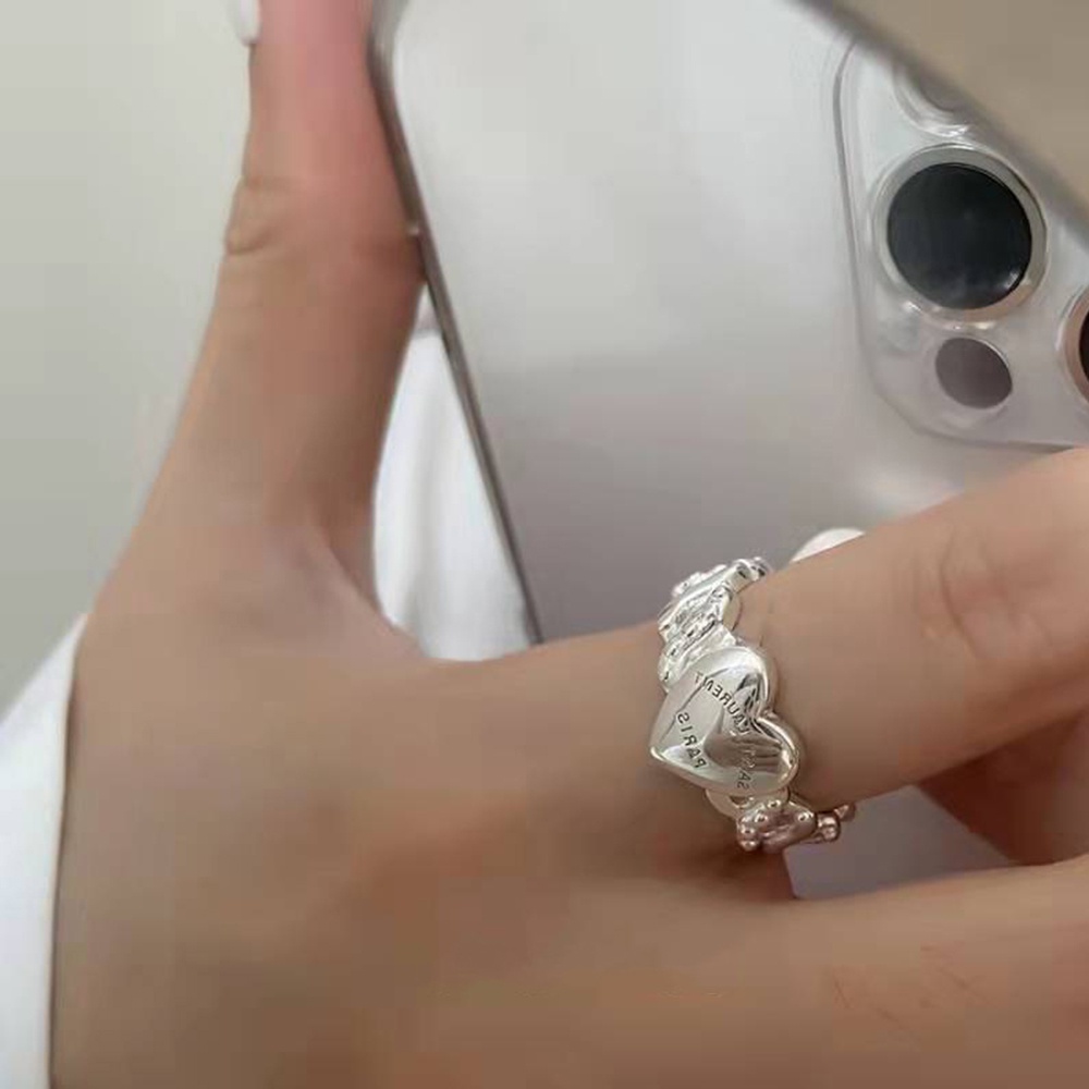 Nhẫn Hở Đính Đá Zircon Hình Trái Tim Trái Tim Phong Cách Cổ Điển Thời Trang Cho Nữ