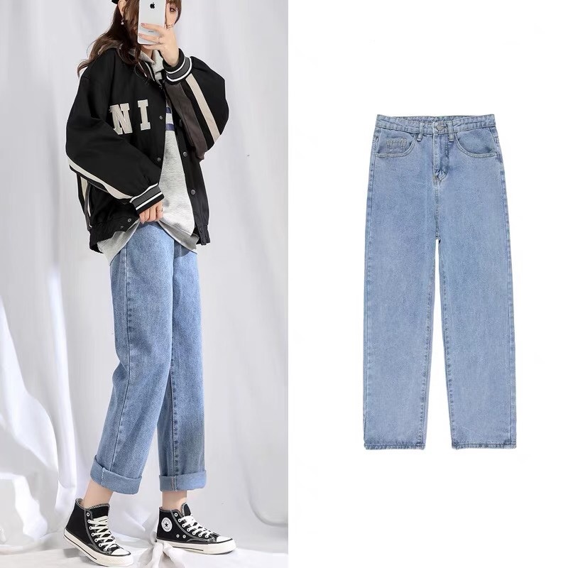 Quần Jean Ống Suông Nữ, Quần Jean Ống Rộng Hiyou 3 Màu Trắng, Be, Đỏ Đô HotHit Chất Jean Mềm Cao Cấp