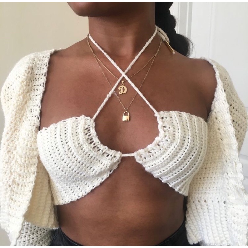 ÁO ỐNG CROPTOP LEN MÓC CỘT DÂY GỢI CẢM THỜI TRANG VER 1 MÀU TRƠN