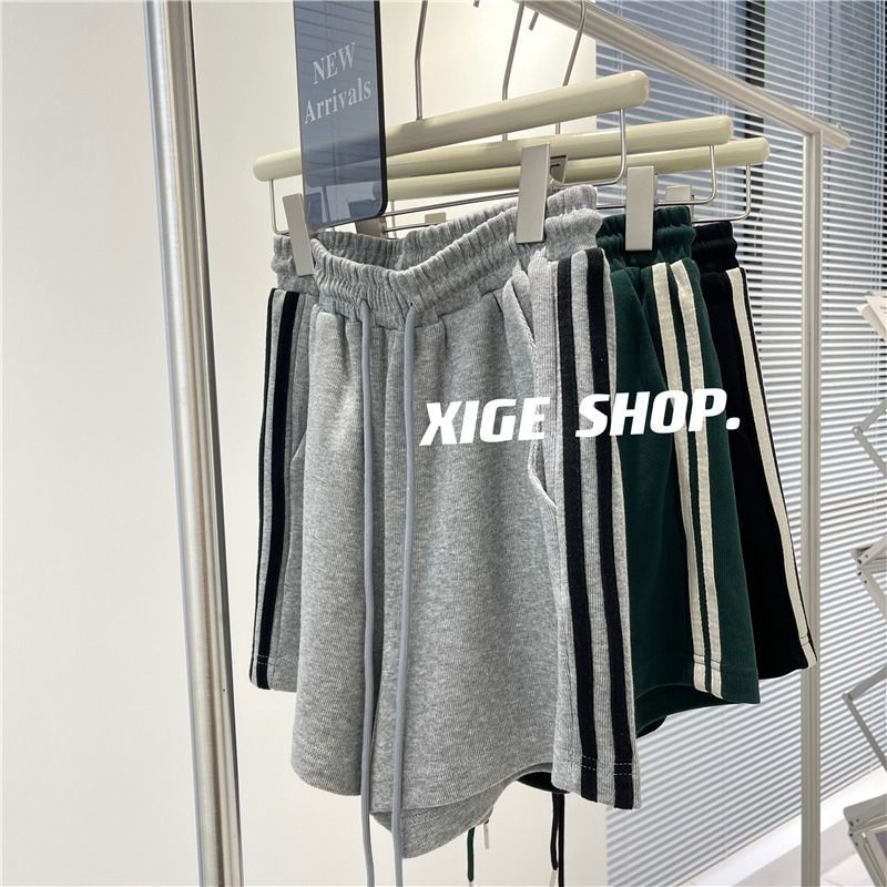 Quần Short Thể Thao Lưng Cao Ống Rộng Phong Cách Retro Mỹ