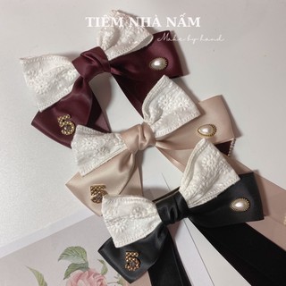 🎀 KẸP TÓC NƠ ĐÍNH ĐÁ LẤP LÁNH HÀN QUỐC - [ Nhà Nấm handmade ]