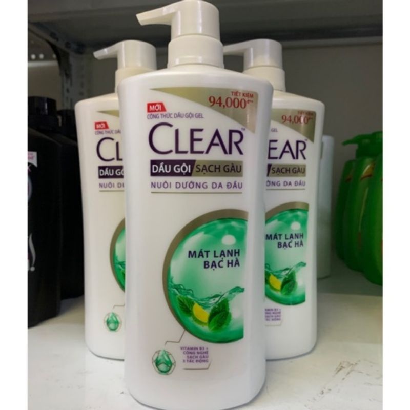Dầu gội CLEAR mát lạnh bạc hà 880g (mẫu mới)
