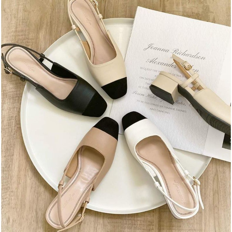Giày nữ dáng slingback thanh lịch gót cao 5cm