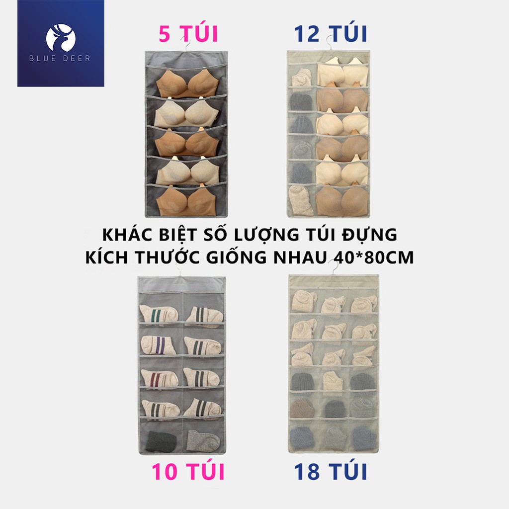 Túi Treo Đựng Đồ Lót, Quần Áo Lót, Tất Vớ, Đồ Dùng 2 Mặt - Có Móc Treo