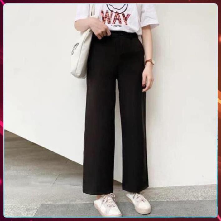 Quần Culottes Vải Dáng Dài SIMPLE PANT Cạp Cao Khóa Cúc Ống Suông hack Chân Siêu Xinh