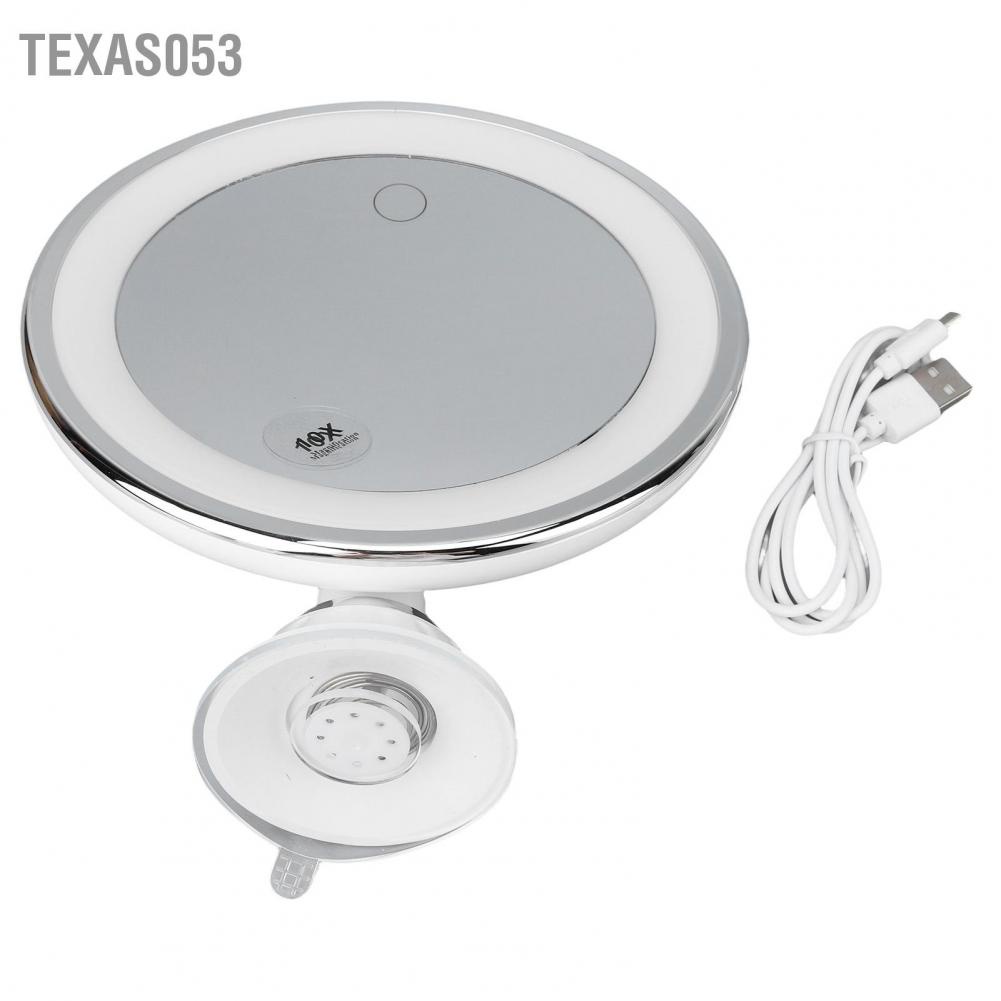 Gương để bàn phóng đại 10 lần có thể xoay 360 độ tích hợp đèn led 3 màu thiết kế giác hút kèm phụ kiện