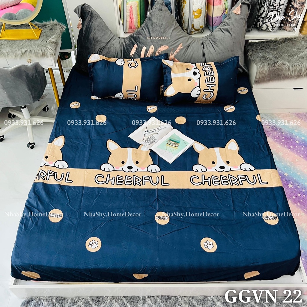 Bộ Grap Giường 3 Món - Chất Cotton Poly Hàng Việt Nam Sản Xuất - Set Gra + 2 Vỏ Gối Nằm Part 2