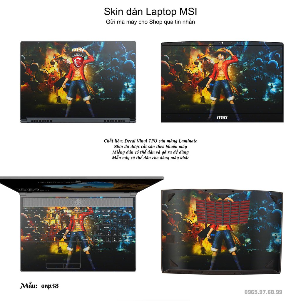 Skin dán Laptop MSI in hình One Piece _nhiều mẫu 23 (inbox mã máy cho Shop)