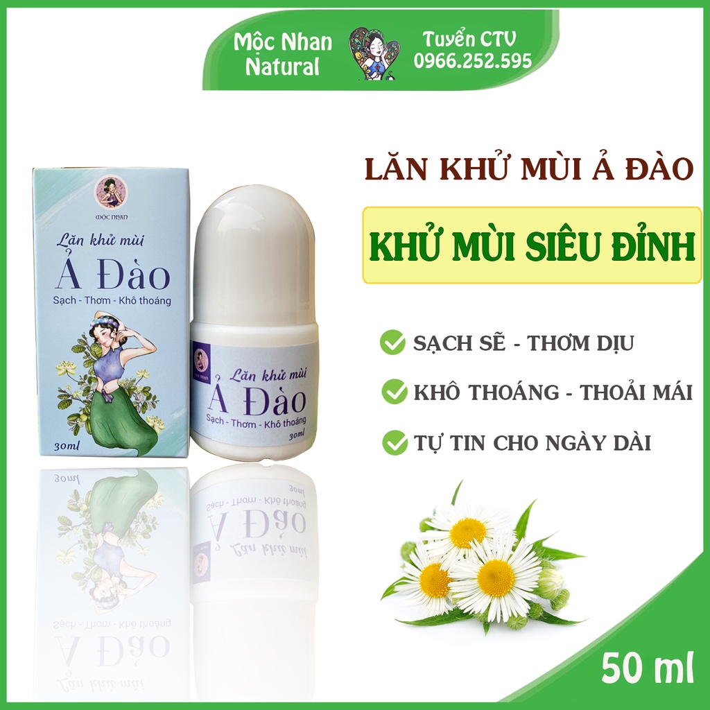 Lăn Khử Mùi Ả Đào, Mộc Nhan Natural, Khử Mùi Siêu Đỉnh, Khô Thoáng Sạch Sẽ, Tiệm Xương Rồng.