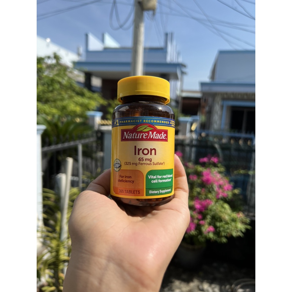 CÓ BILL Viên Sắt Nature Made Iron 65mg. 365 viên