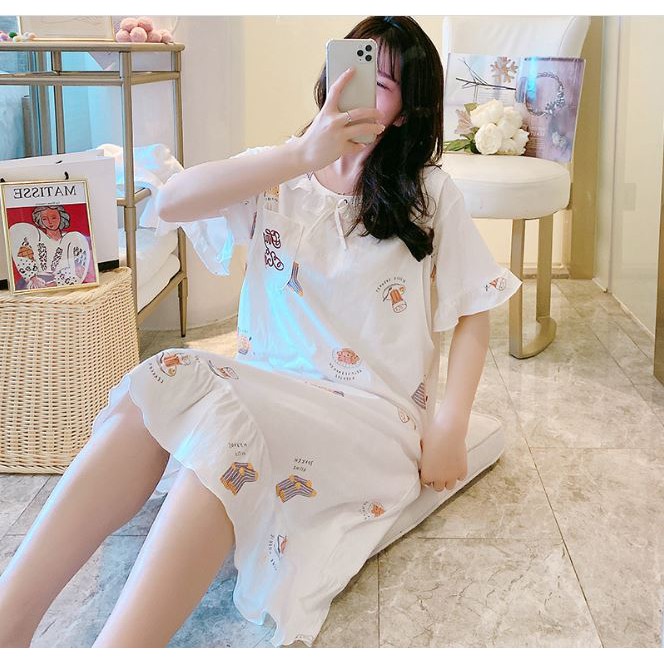 Váy, Đầm Bầu Và Sau Sinh Cho Con Bú Azuno AZ1058 Chất Liệu Cotton Cao Cấp Mặc Hè Cực Mát