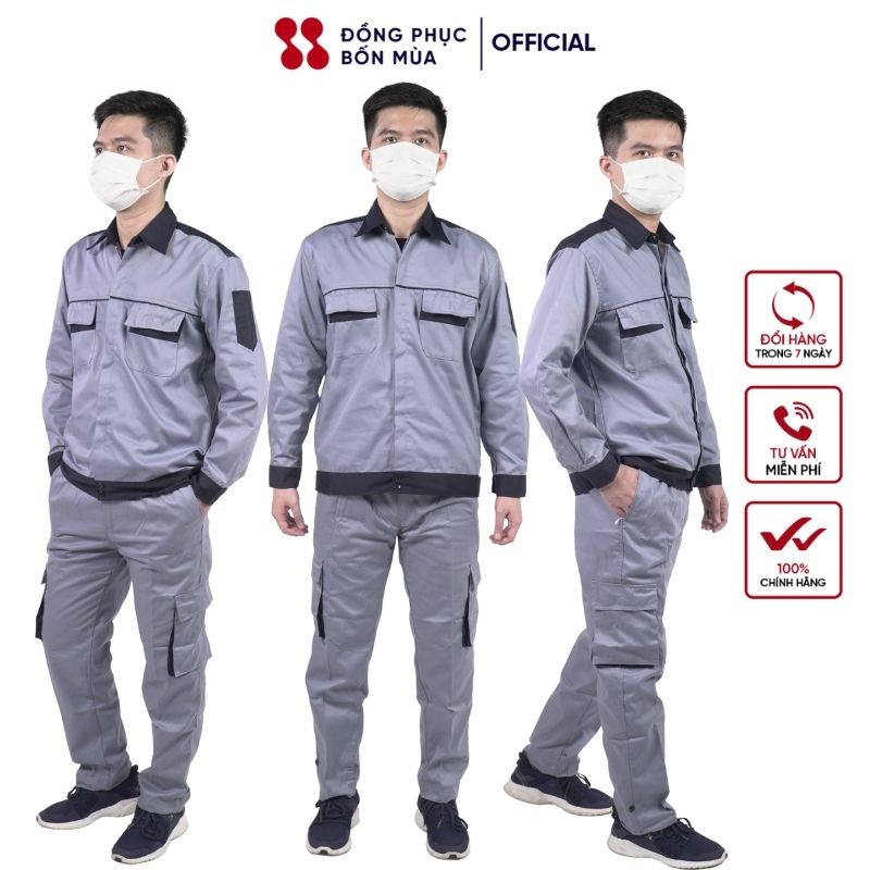 Bộ quần áo bảo hộ lao động- bộ quần áo lao động kaki - quần áo lao động hàng đẹp sẵn hàng kèm video mã 01
