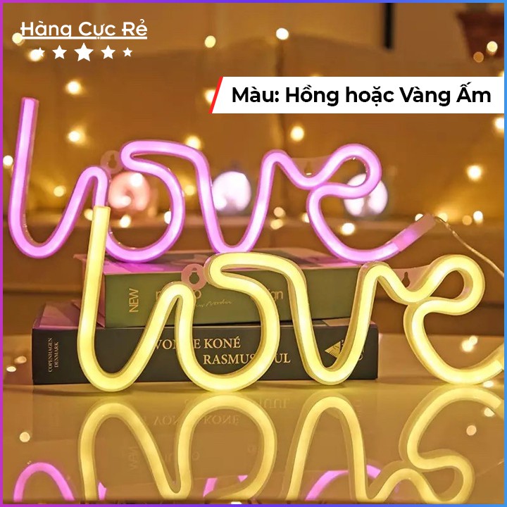 Đèn trang trí chữ LOVE màu Led Neon vàng hồng tặng kèm 3 pin AA 1.5V ❤️Freeship❤️ Shop Hàng Cực Rẻ