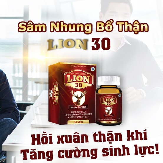 Sâm Nhung Bổ Thận Lion 30 hộp 30 viên giúp tăng cường sinh lý nam Hàng Chính Hãng Công Ty