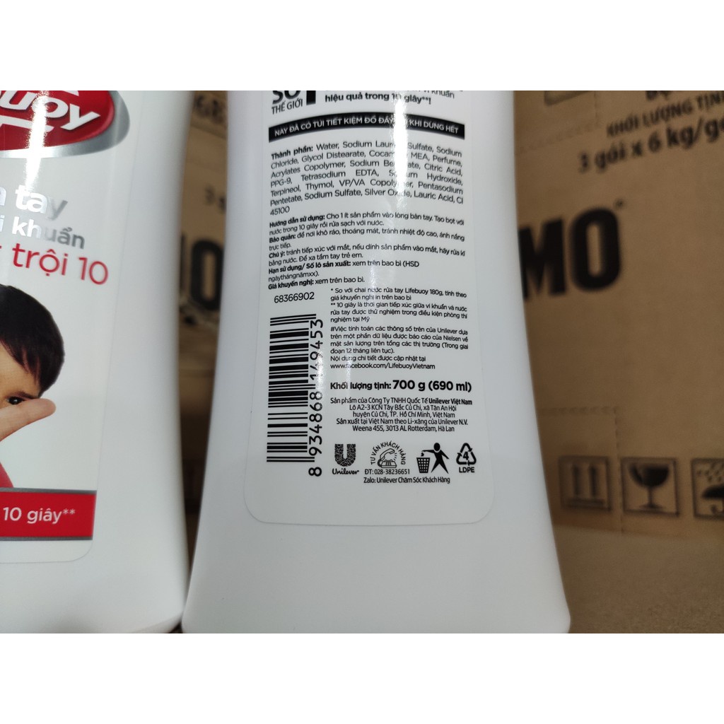 [Hoả Tốc] Nước Rửa Tay LIFEBUOY Diệt Khuẩn 99% 700 g Bảo Vệ Vượt Trội Chai lớn 700g