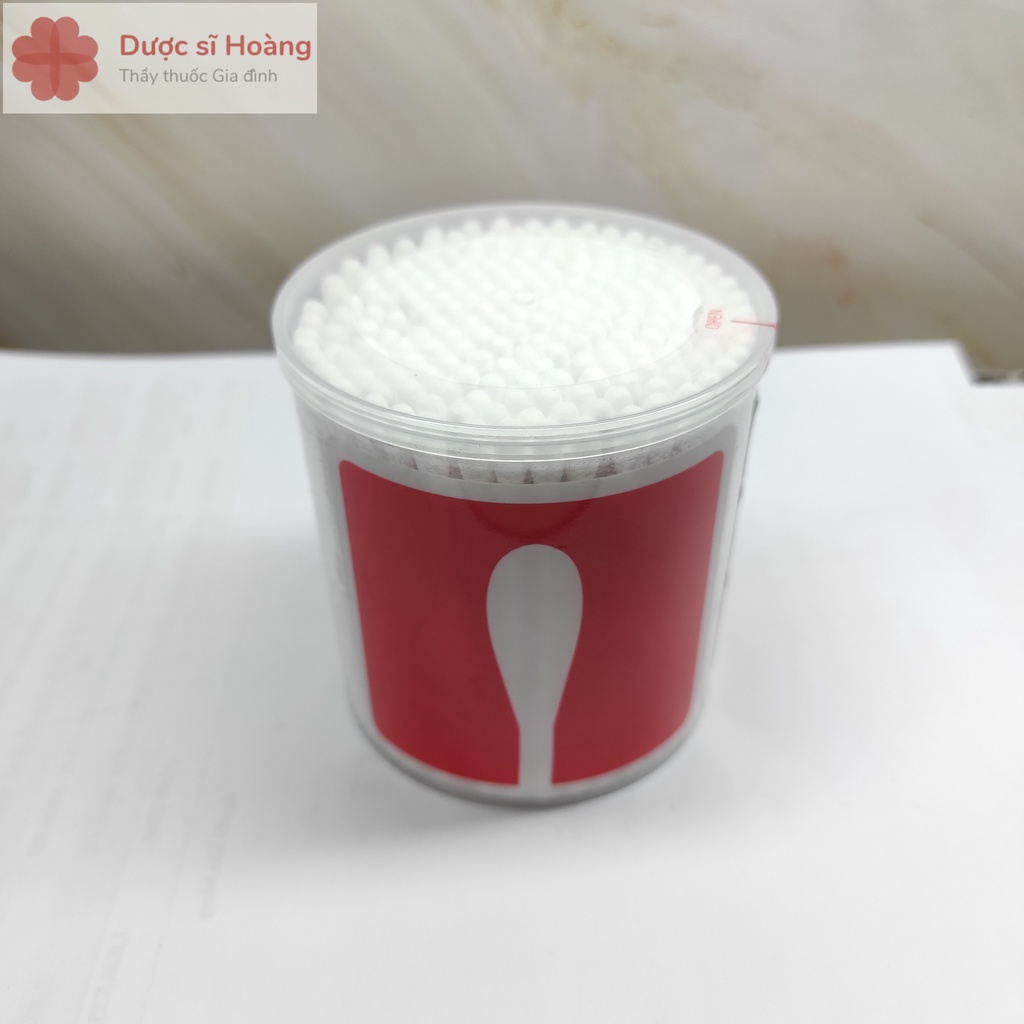 Tăm Bông Lấy Ráy Tai Thân Gỗ Bông Ngoáy Tai Người Lớn 2 Đầu Tròn Xoắn