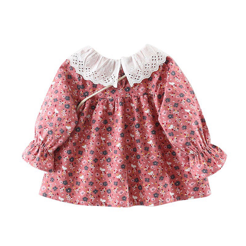 Đầm cotton dài tay xinh xắn cho bé gái