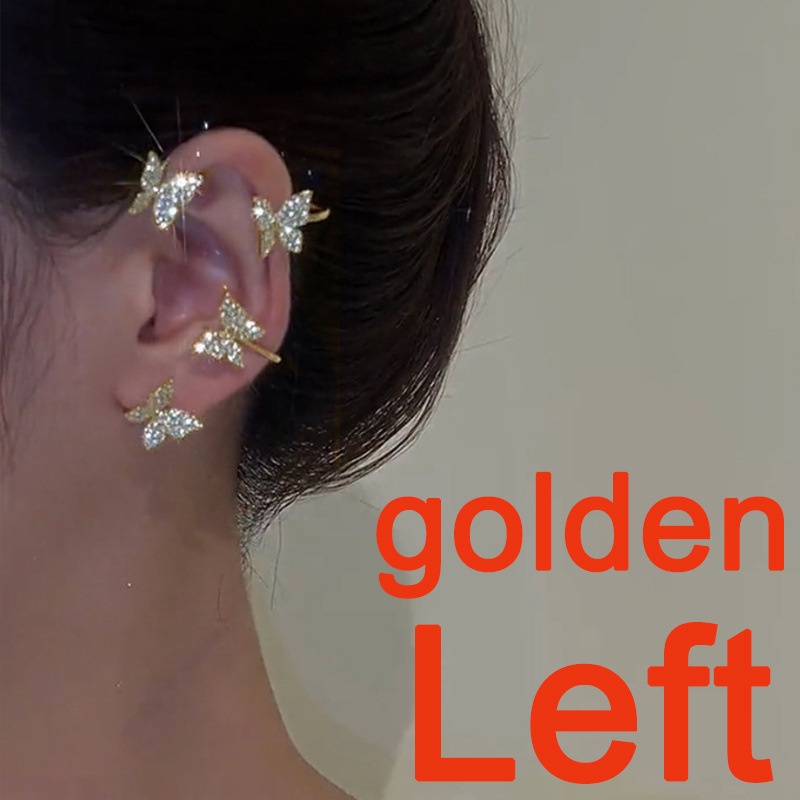 Bông Tai Kẹp Đính Đá Kim Cương Hình Bướm Siêu Lấp Lánh Dành Cho Nữ