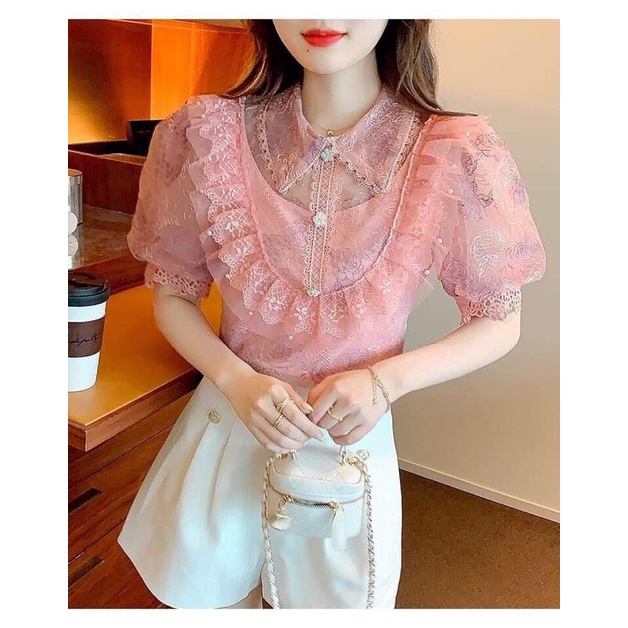 Áo sơ mi ren voan cao cấp kiểu dáng thanh lịch QCNP3882