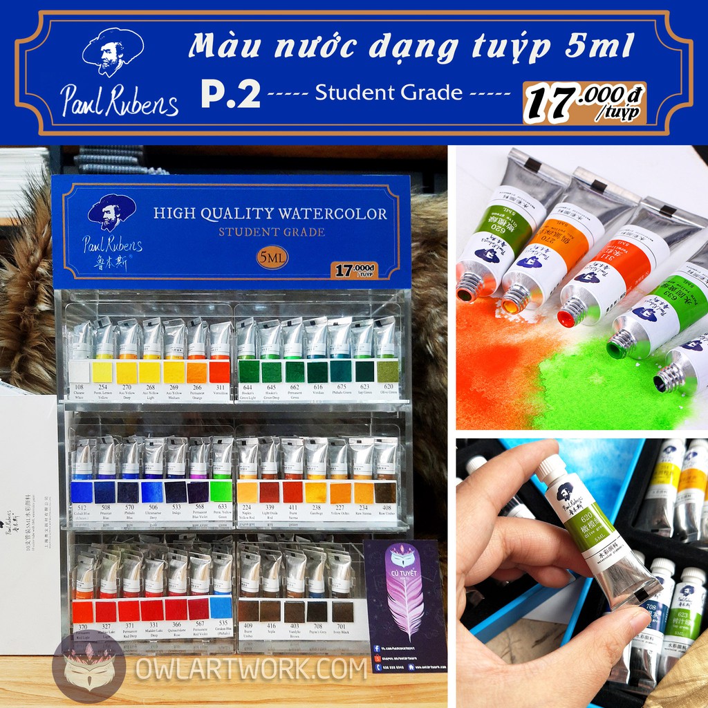 MÀU LẺ P2 - Màu Nước Paul Rubens Tuýp 5ml Student Grade