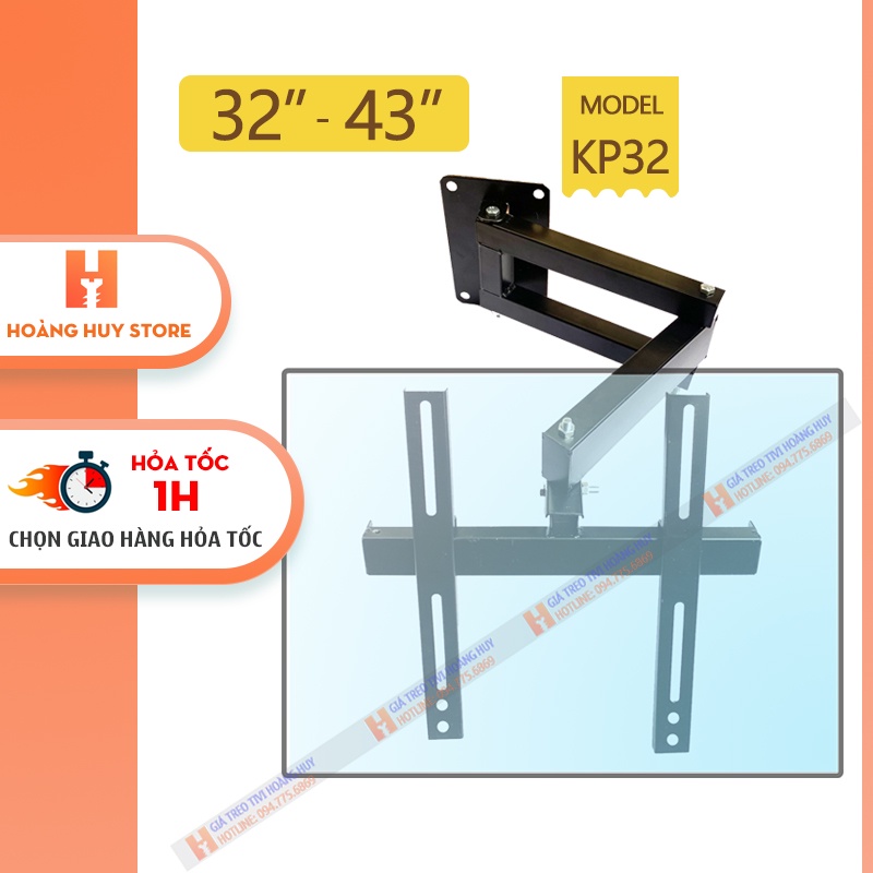 Giá Treo Tivi Góc Tường KP32 26 - 32 - 43 Inch - Khung Treo Tivi Xoay Đa Năng 2 Cánh Tay Linh Hoạt -