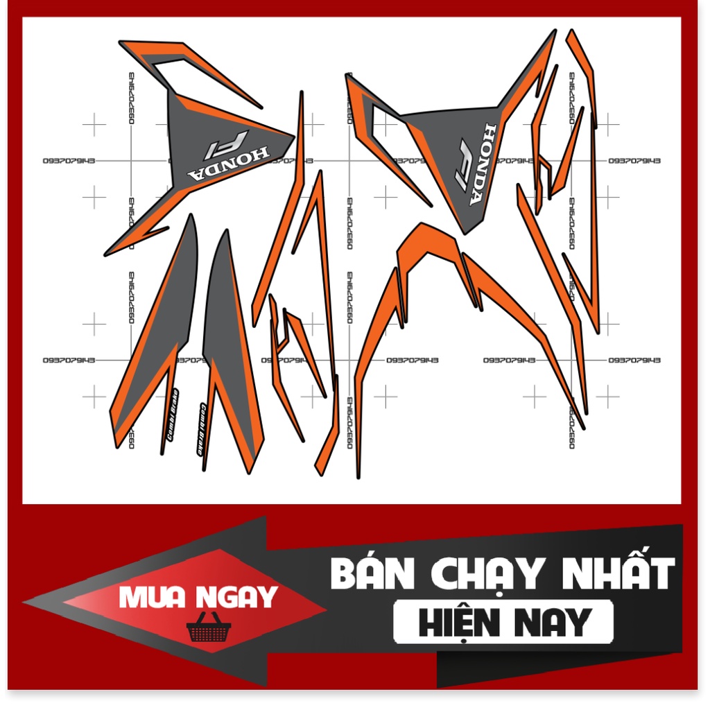 ( Quí khách vui lòng mang ra tiệm cho thợ dán ) Tem click thái 2017 chỉ xám cam đen