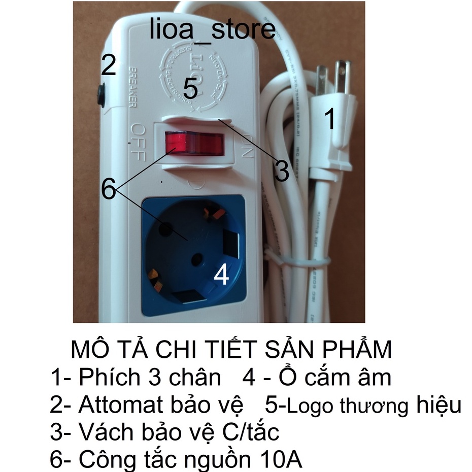 Ổ CẮM SCHUKO LiOA 4 Ổ - CÓ DÂY TIẾP ĐÂT.