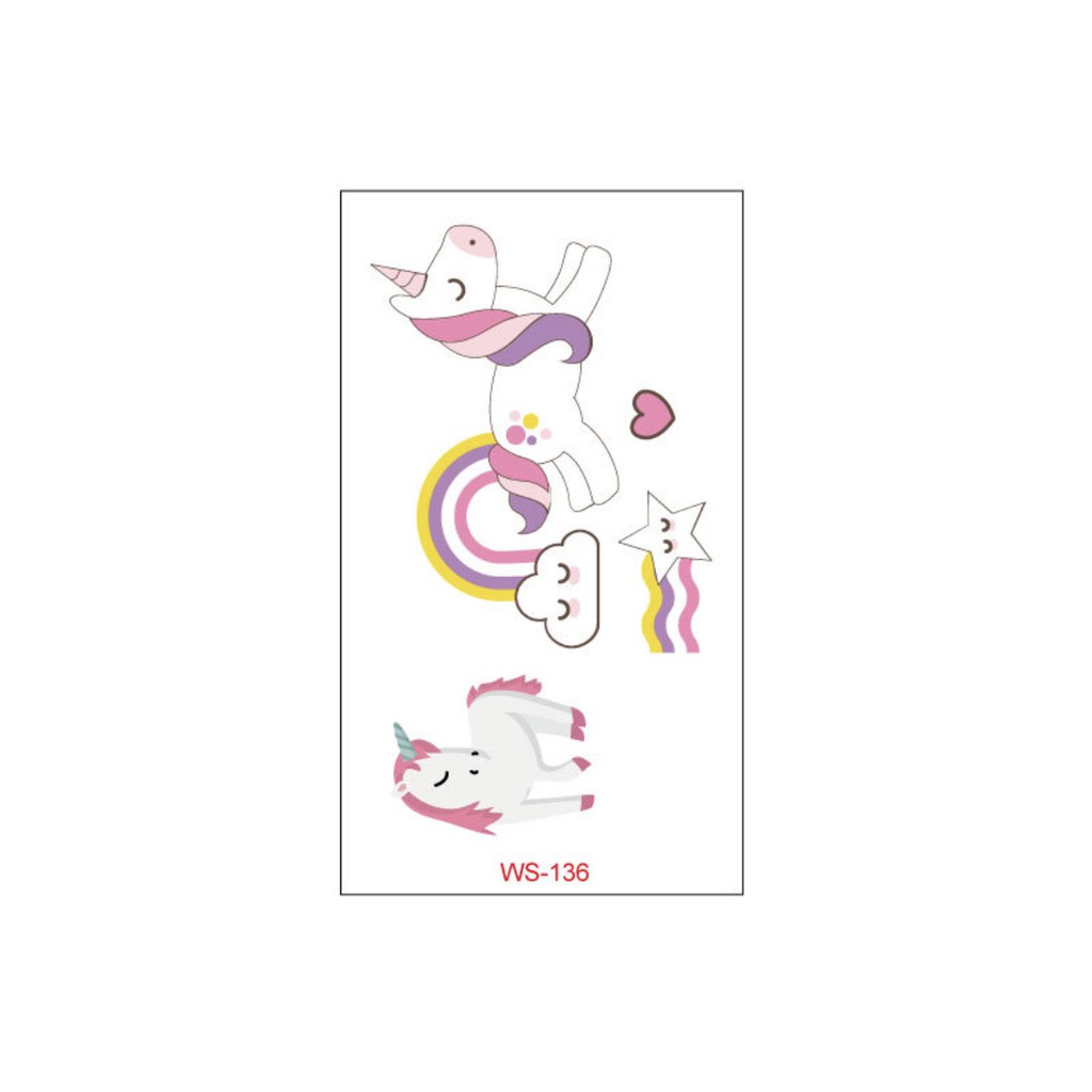 Sticker hình xăm dán tuổi thơ TATOO NGỰA PONY UNICORN đồ chơi cho bé gái BỘ SƯU TẬP 1