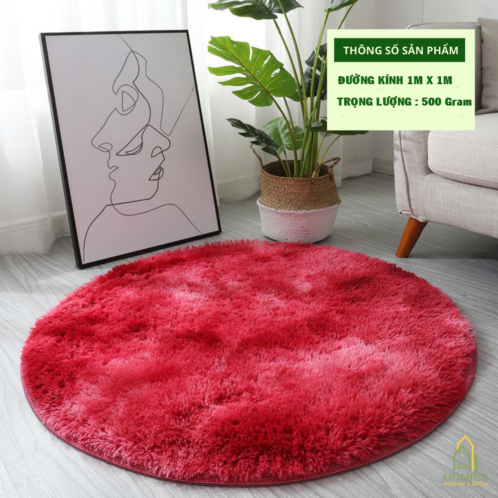 Thảm Lông HOMIES Bedding &amp; Décor Hình Tròn Đường Kính 1m x 1m Lông Dài Mềm Mịn Chụp Ảnh Decor Trang Trí