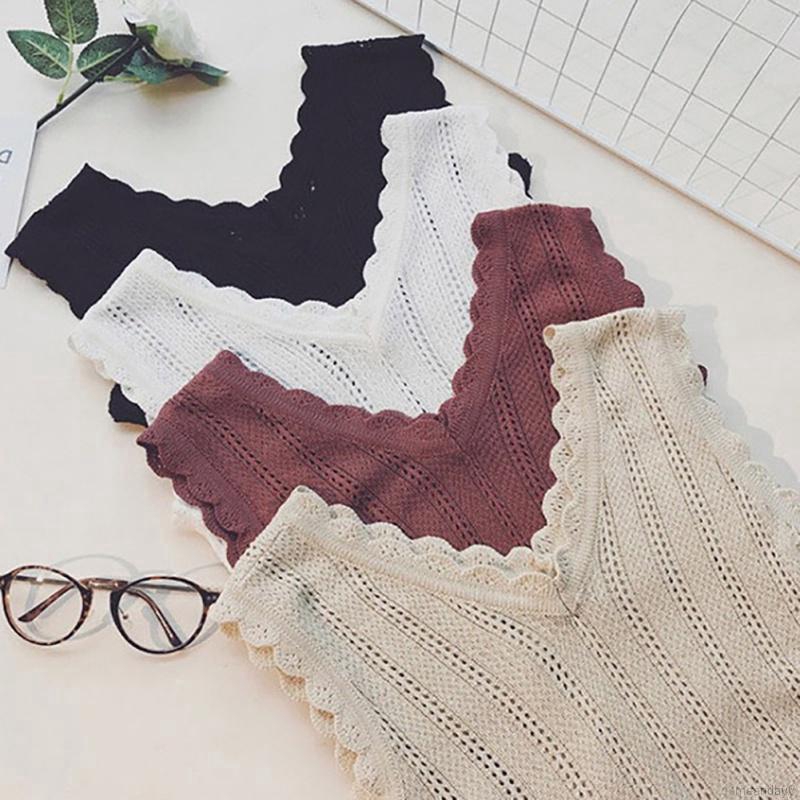 Áo Dệt Kim Không Tay Cổ V Thời Trang Hàn Quốc Cho Nữ