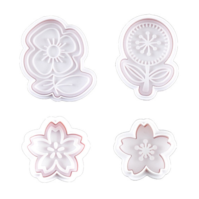 Set 8 Khuôn Cắt Bánh Quy Tạo Hình Hoa 3d Bằng Nhựa Tiện Dụng