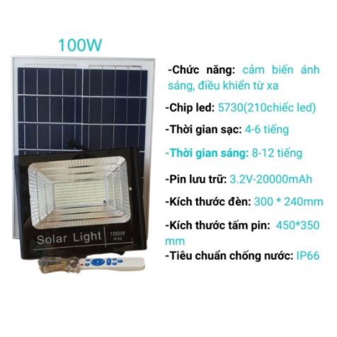 Đèn pha năng lượng mặt trời 100W,200W -Siêu sáng- BH 12 tháng 1 ĐỔI 1