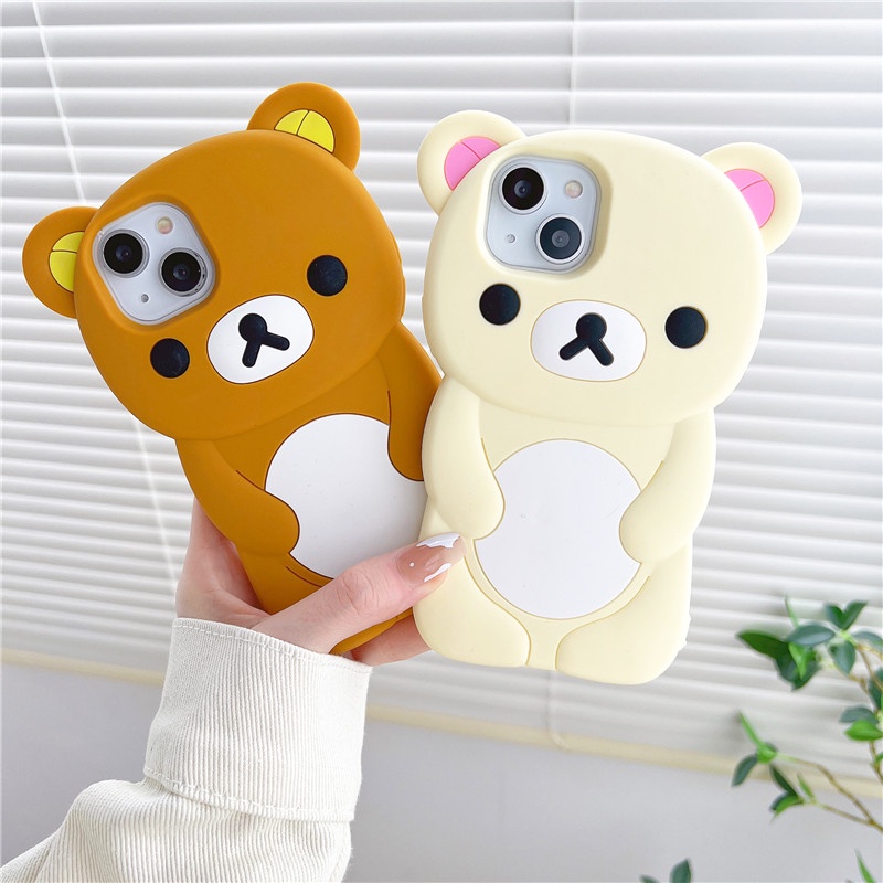 Hoạt Hình Ốp Điện Thoại Silicon Hình rilakkuma Có Dây Đeo Cho iphone 14 13 12 11 pro max x xs max xr 6 6s 7 8 + plus