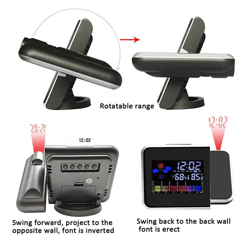 [baishangworshipwell♥]Projection Alarm Clock for Bedrooms with Weather Station, Digital Projection