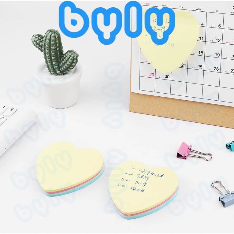 Giấy ghi chú hình trái tim 4 màu Pastel - Macaron Sticky Note 100 tờ TZ2006 - TZ2017